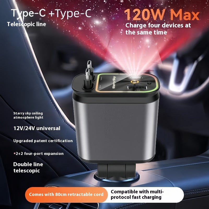 4-in-1 Retractable Car Charger